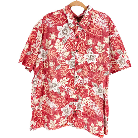 Foundry Other - Foundry Men's 3XL Pink Short Sleeve Button Up Hawaiian Print Cotton Shirt